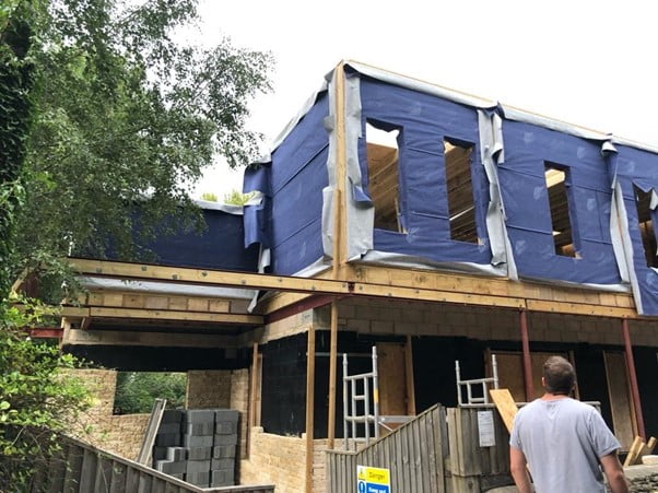 An old house renovation project with the house under construction