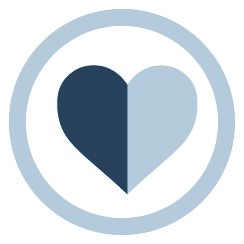 An icon of a heart with two different coloured halfs.