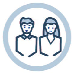 An icon of a man and a woman in a circle.